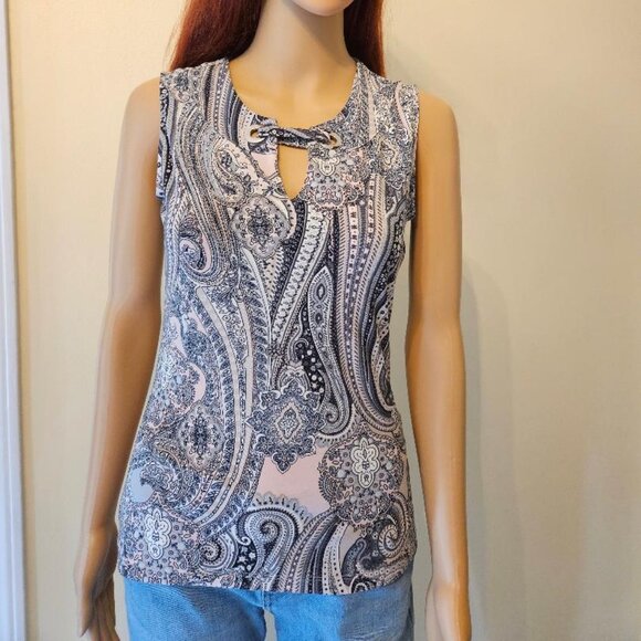 Tommy Hilfiger -Women`s Stretch Keyhole Sleeveless Summer Shirt Blouse XS - Picture 1 of 7
